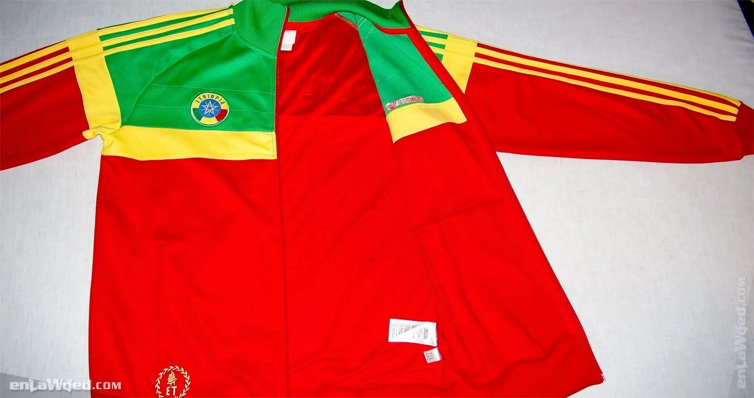 Front view of the Ethiopian jacket unworn, with the tag