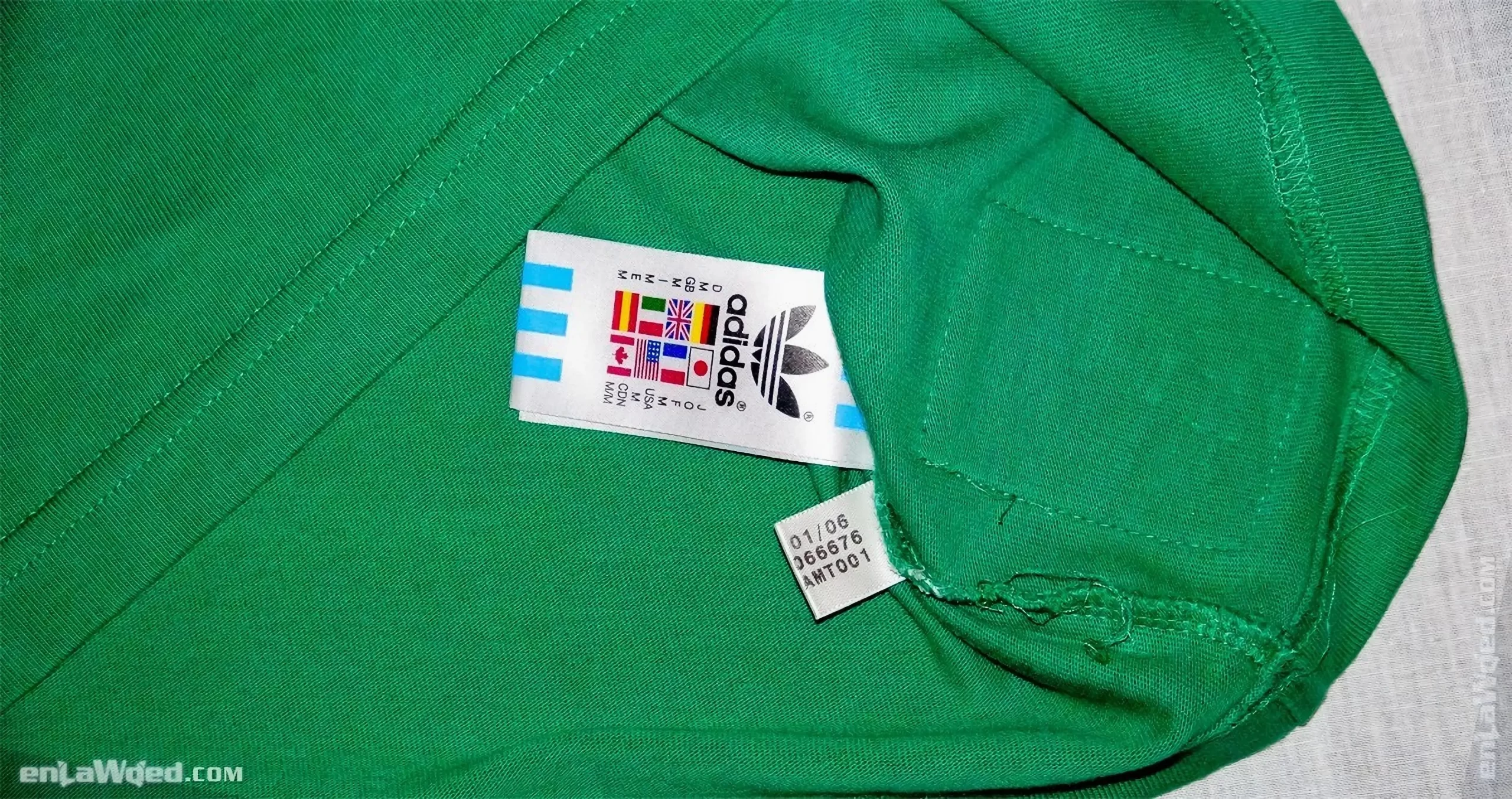 Adidas tag of the Der Bomber t-shirt, with the month and year of fabrication: 01/2006
